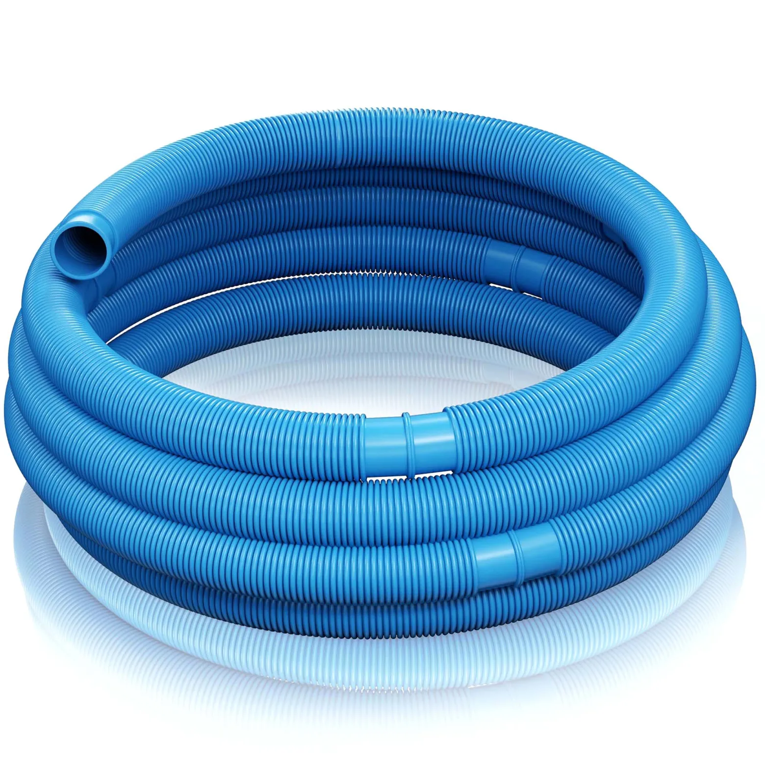 Wiltec Poolschlauch 30 m ⌀38 mm, Schwimmbadschlauch mit Muffen, Pumpenschlauch für Schwimmbecken, Saugschlauch, Solarschlauch