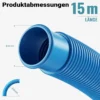 Wiltec Poolschlauch 15 m ⌀32 mm, Schwimmbadschlauch mit Muffen, Pumpenschlauch für Schwimmbecken, Saugschlauch, Solarschlauch