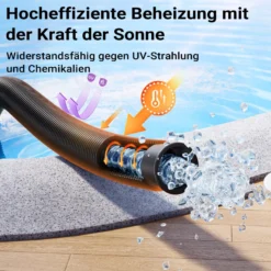 Wiltec Poolschlauch 30 m ⌀32 mm, Schwimmbadschlauch mit Muffen, Pumpenschlauch für Schwimmbecken, Saugschlauch, Solarschlauch