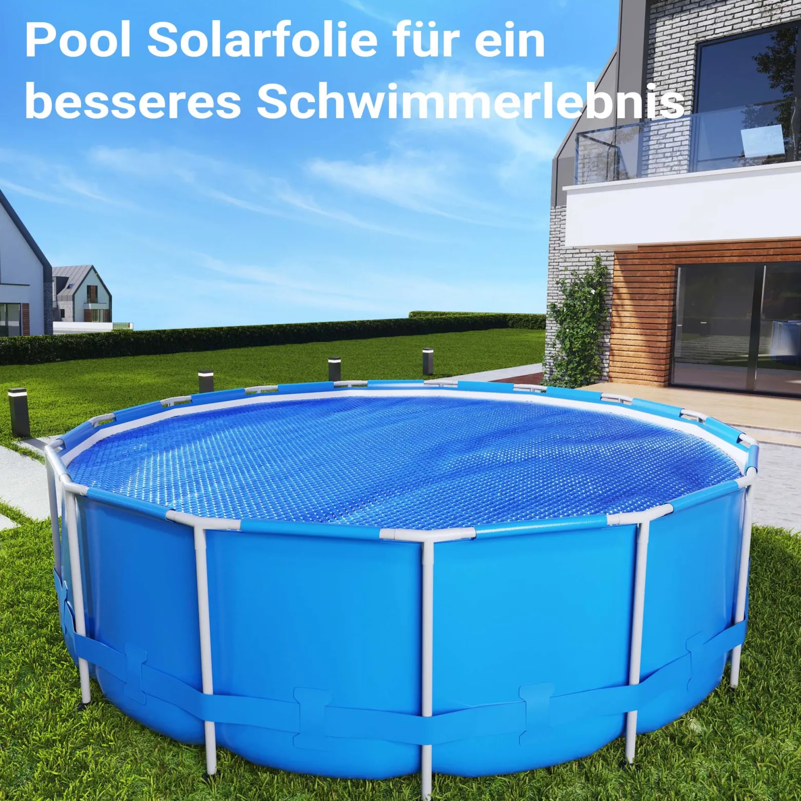 Wiltec Pool Solarfolie Ø 5 m, blau, Poolheizung aus 400 µ starkem PE Film, Poolabdeckung Poolplane Solarplane rund