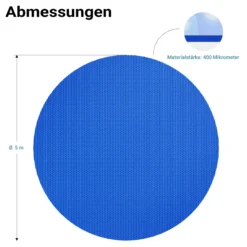 Wiltec Pool Solarfolie Ø 5 m, blau, Poolheizung aus 400 µ starkem PE Film, Poolabdeckung Poolplane Solarplane rund