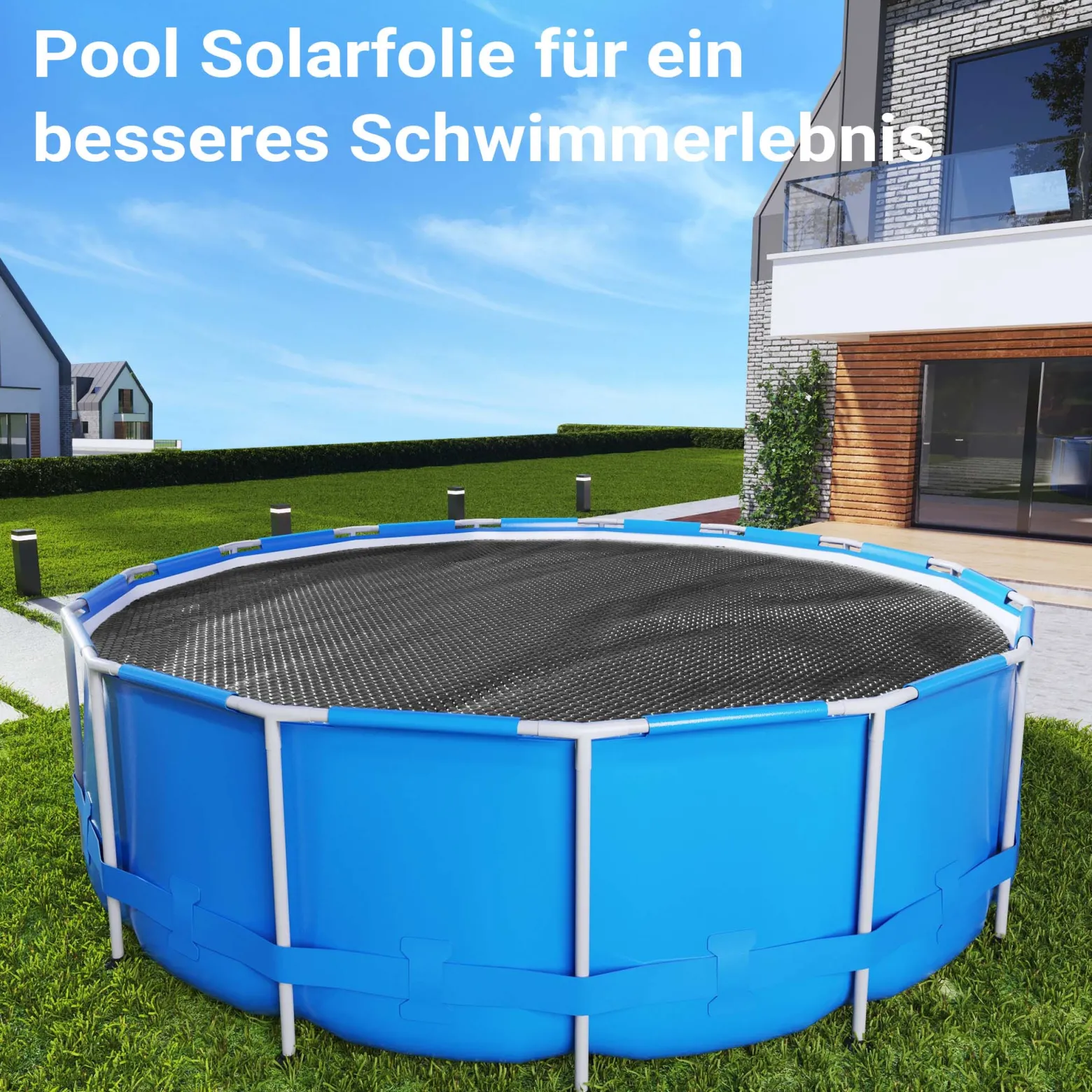 Wiltec Pool Solarfolie Ø 3,6 m, schwarz, Poolheizung aus 400 µ starkem PE Film, Poolabdeckung Poolplane Solarplane rund