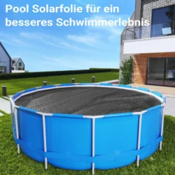 Wiltec Pool Solarfolie Ø 3,6 m, schwarz, Poolheizung aus 120 µ starkem PE Film, Poolabdeckung Poolplane Solarplane rund