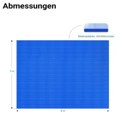 Wiltec Pool Solarfolie 5 x 8 m, blau, Poolheizung aus 400 µ starkem PE Film, Poolabdeckung Poolplane Solarplane rechteckig