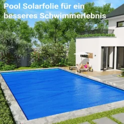 Wiltec Pool Solarfolie 5 x 8 m, blau, Poolheizung aus 140 µ starkem PE Film, Poolabdeckung Poolplane Solarplane rechteckig