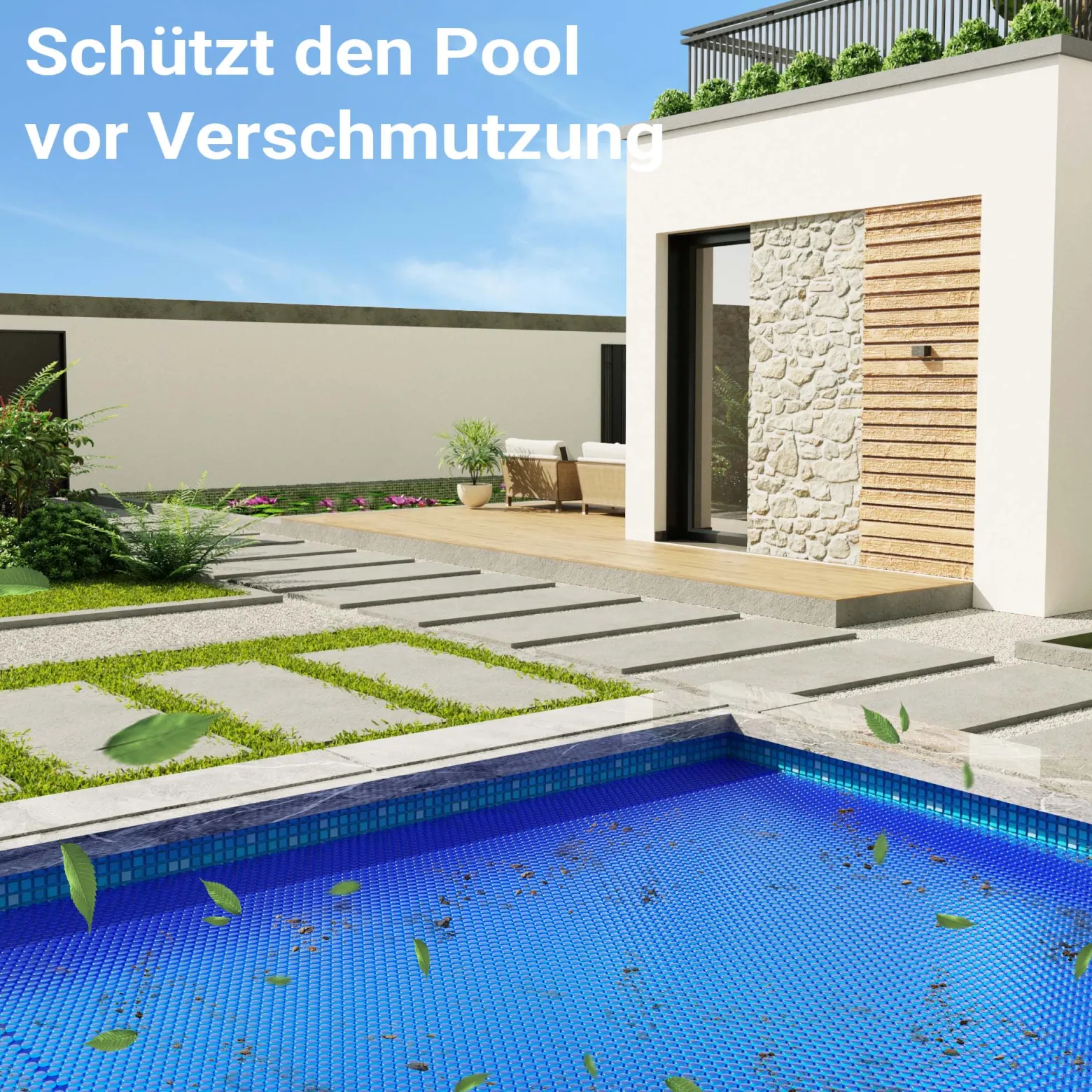 Wiltec Pool Solarfolie 5 x 8 m, blau, Poolheizung aus 120 µ starkem PE Film, Poolabdeckung Poolplane Solarplane rechteckig
