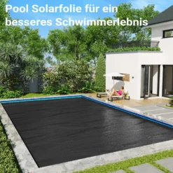 Wiltec Pool Solarfolie 5 x 8 m, schwarz, Poolheizung aus 400 µ starkem PE Film, Poolabdeckung Poolplane Solarplane rechteckig