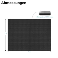 Wiltec Pool Solarfolie 5 x 8 m, schwarz, Poolheizung aus 400 µ starkem PE Film, Poolabdeckung Poolplane Solarplane rechteckig