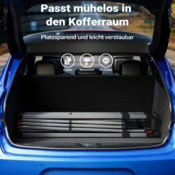 Wiltec Pop Up Pavillon 3 x 3 m blau mit Rädern, Faltpavillon mit „One Push“-Technologie und Gewichtstaschen, Gartenpavillon mit verstellbaren Beinen