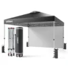 Wiltec Pop up Pavillon 3 x 3 m grau mit Seitenteil, Faltpavillon mit Rädern und „One Push“-Technologie, Gartenpavillon mit höhenverstellbaren Beinen