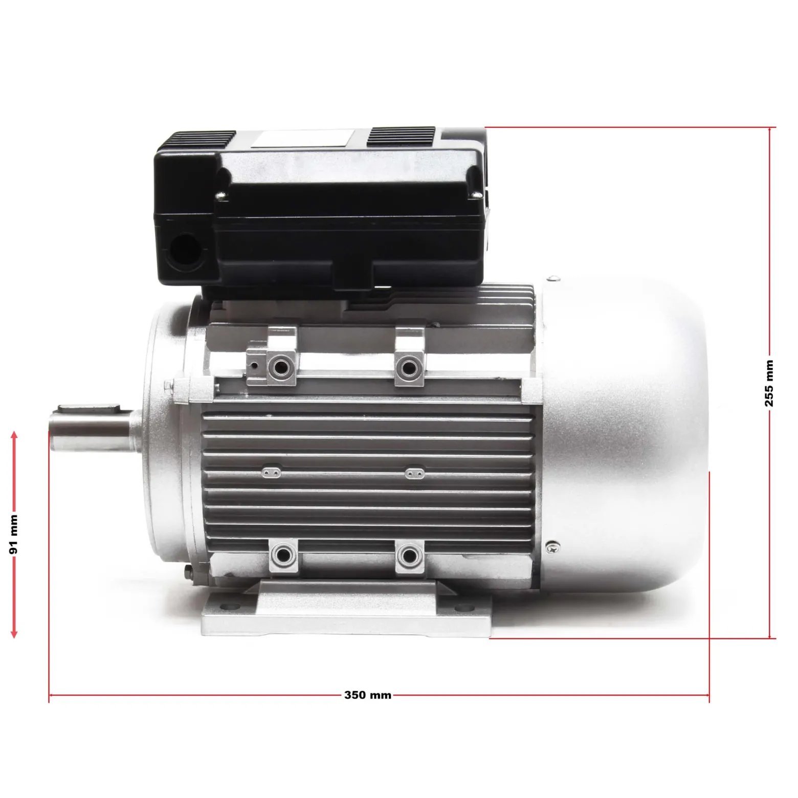 Wiltec Profi Elektromotor 230 V 1,5 kW (2 PS) 1-phasig 2-polig E-Motor mit Anlaufkondensator 2850 U/min und Kupferwicklung
