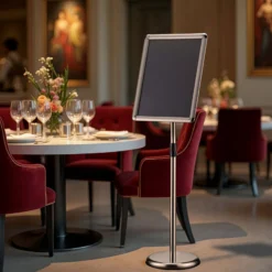 Wiltec Präsentationsständer höhenverstellbar 88-138 cm, Infoständer für A3, Aufsteller Aluminium & Stahl, Werbeaufsteller vielseitig einsetzbar