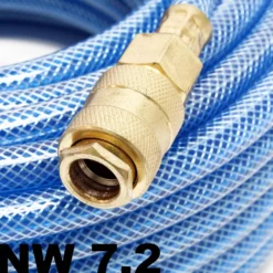 Wiltec PVC Druckluftschlauch 15 m bis max. 60 bar, Kompressorschlauch mit Schnellkupplung, Gewebeschlauch für alle gängigen Kompressoren, Luftschlauch