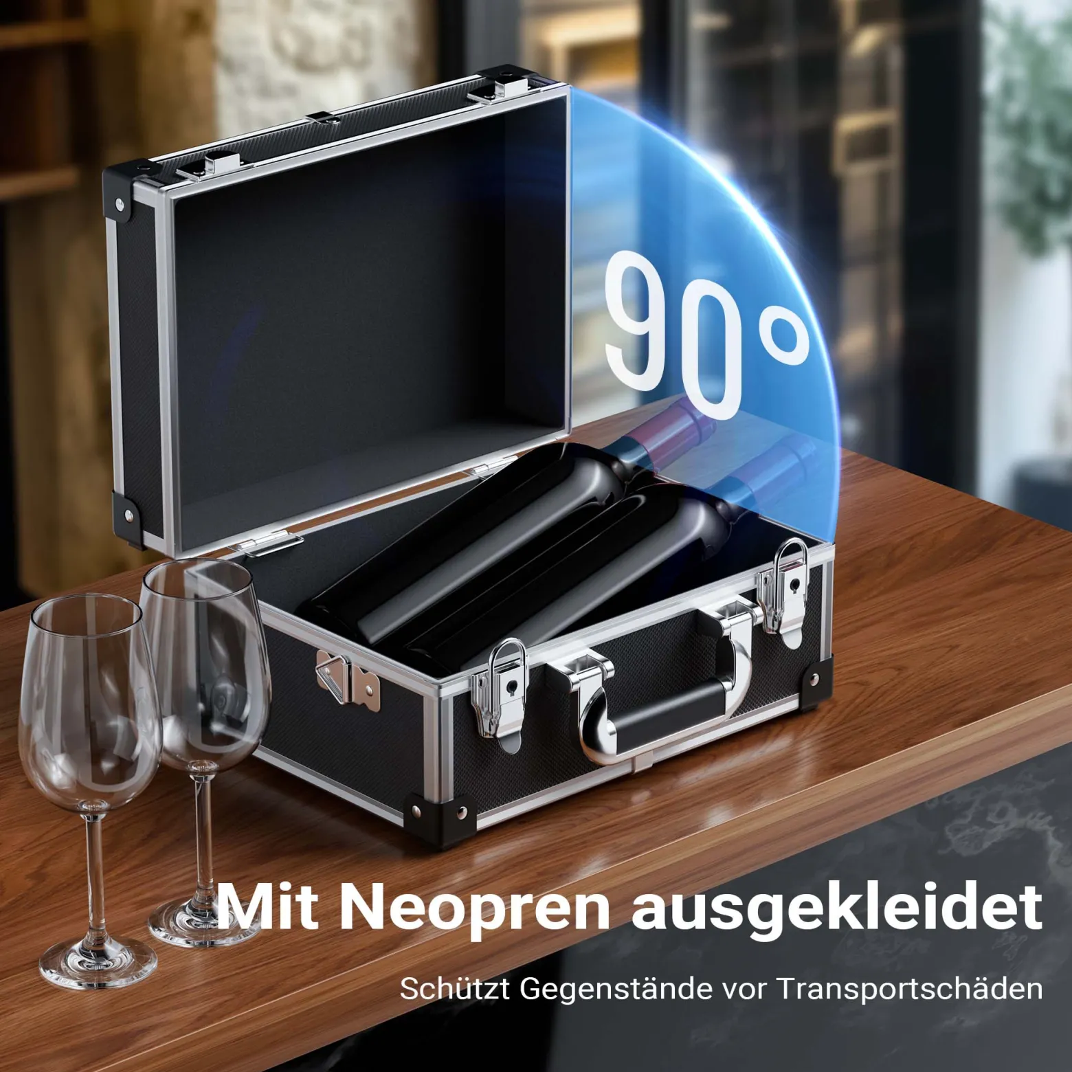 Wiltec PVC Universalkoffer 32x23x16 cm, PVC-Box abschließbar für Aufbewahrung und Transport von Werkzeug, Dokumenten usw., mit Griff und Tragegurt, Alu-Rahmen