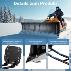 Wiltec Quad Schneeschild 140 x 40 cm, universal Schneepflug für ATV-Fahrzeuge, Traktor, Räumschild aus SPCC, Schneeschippe mit Richtungseinstellung