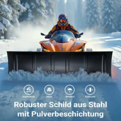 Wiltec Quad Schneeschild 150 x 40 cm, universal Schneepflug für ATV-Fahrzeuge, Traktor, Räumschild aus SPCC, Schneeschippe mit Richtungseinstellung