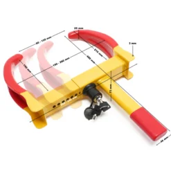 Wiltec Radkralle 480 x 245-340 x 73 mm, für Reifen 175-225 mm, Parkkralle Reifenkralle aus Stahl zur Diebstahlsicherung, Wegfahrsperre inkl. Schlüssel