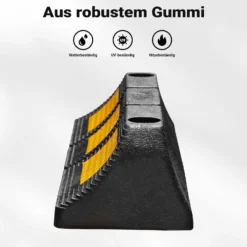 Wiltec Radstopper 47,5 x 12 x 8 cm, 2x Einparkhilfe aus Gummi, Parkplatzbegrenzung mit gelben Reflexionsstreifen & Schraubrillen, Parkplatzsperre für Garage
