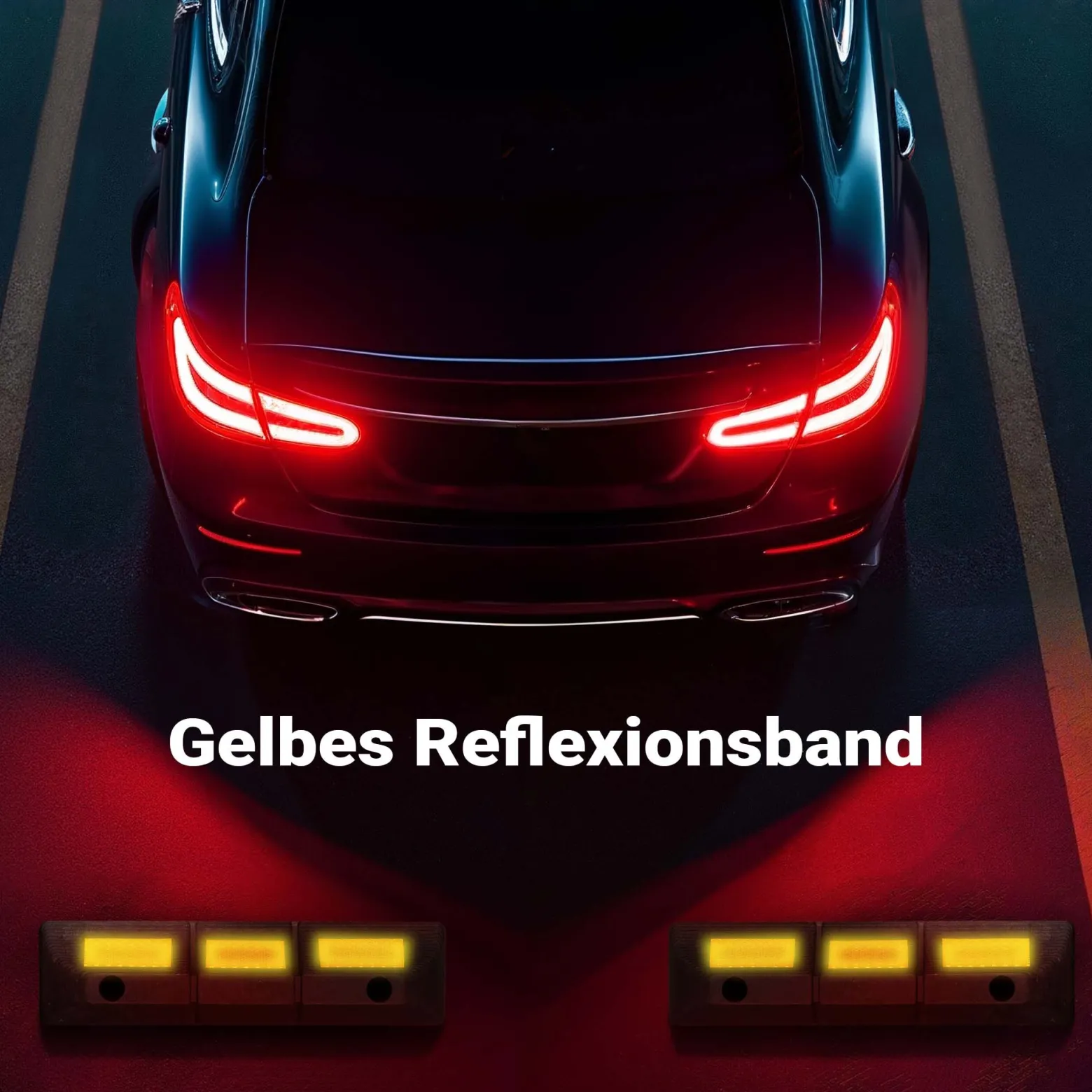 Wiltec Radstopper 47,5 x 12 x 8 cm, 2x Einparkhilfe aus Gummi, Parkplatzbegrenzung mit gelben Reflexionsstreifen & Schraubrillen, Parkplatzsperre für Garage