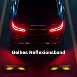 Wiltec Radstopper 55 x 15 x 10 cm, 2x Einparkhilfe aus Gummi, Parkplatzbegrenzung mit gelben Reflexionsstreifen & Schraubrillen, Parkplatzsperre für Garage
