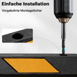 Wiltec Radstopper 120 x 15 x 10 cm, 2x Einparkhilfe aus Gummi, Parkplatzbegrenzung mit gelben Reflexionsstreifen & Schraubrillen, Parkplatzsperre für Garage