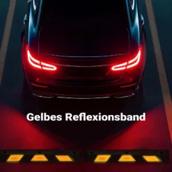 Wiltec Radstopper 120 x 15 x 10 cm, 2x Einparkhilfe aus Gummi, Parkplatzbegrenzung mit gelben Reflexionsstreifen & Schraubrillen, Parkplatzsperre für Garage