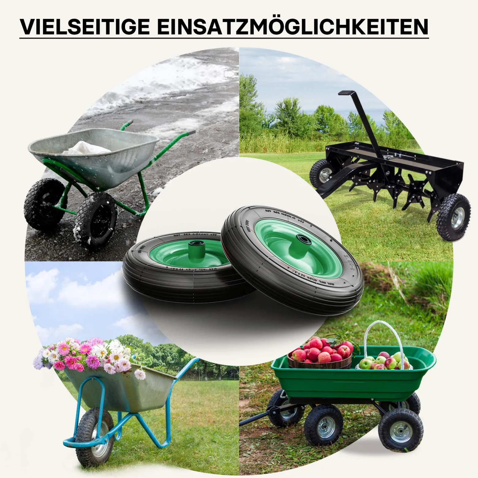 Wiltec Rad 3.50-8 370-380 x 80-100 mm 120 kg, Schubkarren Komplettrad mit Metallfelge, Winkelventil, Luftreifen für Sackkarre, Bollerwagen u.a .