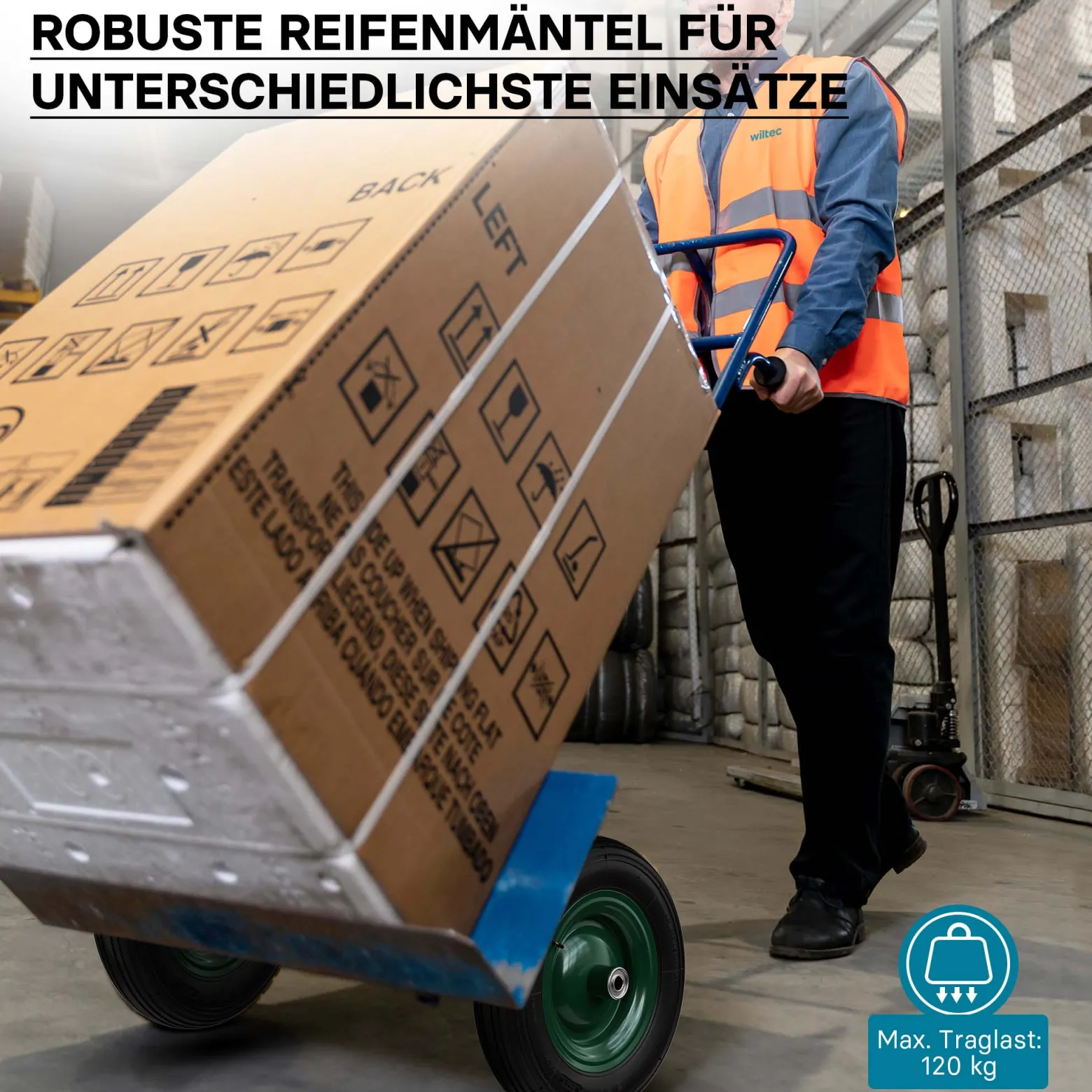 Wiltec Rad 3.50-8 370-380 x 80-100 mm 120 kg, Schubkarren Komplettrad mit Metallfelge, Winkelventil, Luftreifen für Sackkarre, Bollerwagen u.a .