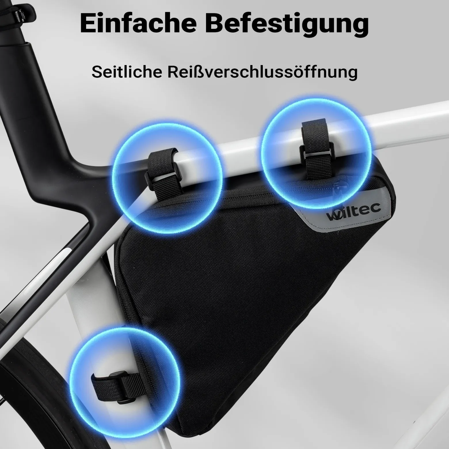 Wiltec Rahmentasche Dreieckstasche 23 x 6 x 20 cm mit 1,5 l Fassungsvermögen, wasserrabweisende Fahrradtasche