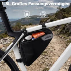 Wiltec Rahmentasche Dreieckstasche 23 x 6 x 20 cm mit 1,5 l Fassungsvermögen, wasserrabweisende Fahrradtasche