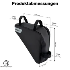 Wiltec Rahmentasche Dreieckstasche 23 x 6 x 20 cm mit 1,5 l Fassungsvermögen, wasserrabweisende Fahrradtasche