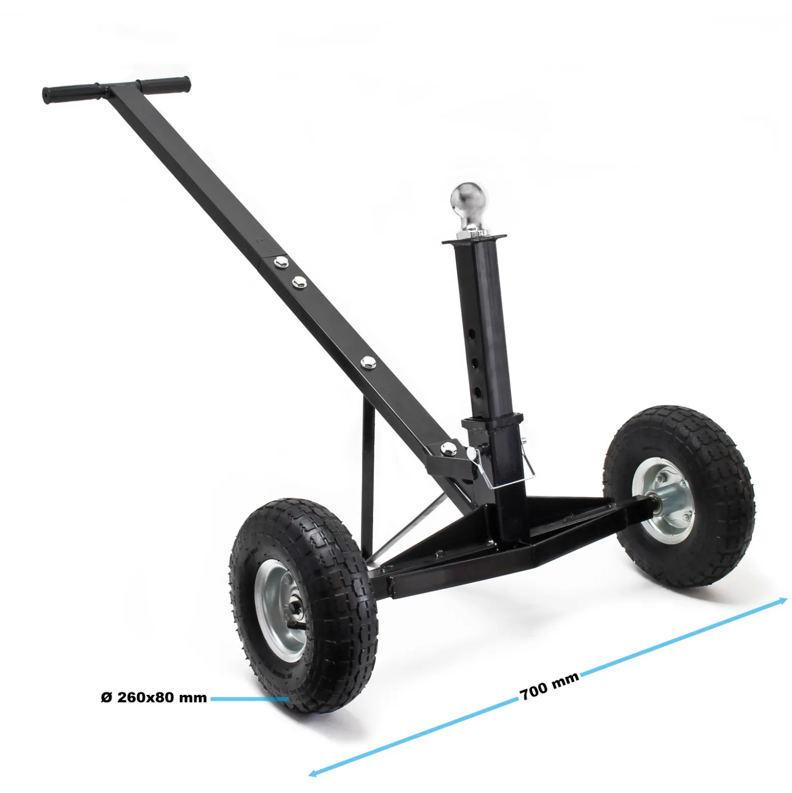 Wiltec Rangierhilfe für Wohnwagen bis 270 kg, Rangierwagen mit Kupplungskugel und Handgriff für Anhänger, Trailer und Camper