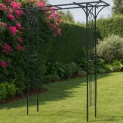Wiltec Rankgitter Rosenbogen 205 x 50 x 208 cm, Rosenspalier aus Stahl, Rankhilfe in Schwarz, Pflanzgitter für Rosen, freistehende Gartendeko