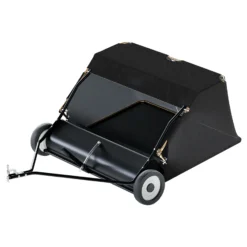Wiltec Rasenkehrmaschine mit 120 cm Kehrbreite, Rasenkehrer für Aufsitzmäher, Laubsammler mit 415 l Auffangnetz Laubkehrmaschine für Rasentraktor