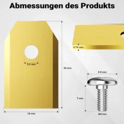 Wiltec Rasenroboter Messer Set Titan V1 35 x 18 mm – 18 Stück - Klingen für Mähroboter, Rasenmäher Ersatzmesser kompatibel mit verschiedenen Modellen
