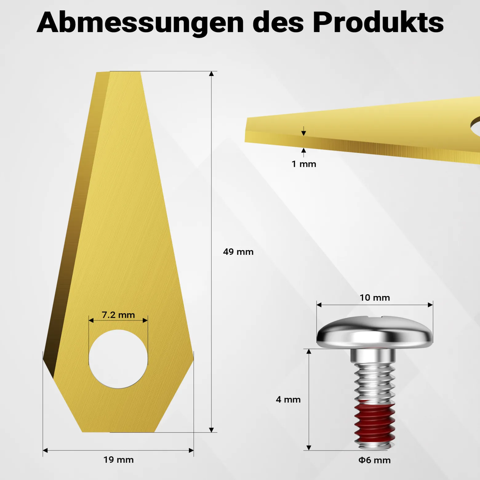 Wiltec Rasenroboter Messer Set 49 x 19 mm – 18 Stück - Klingen für Mähroboter, Rasenmäher Ersatzmesser kompatibel mit verschiedenen Modellen