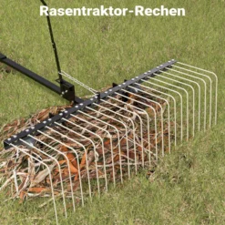 Wiltec Rasentraktor Rechen mit 148 cm Arbeitsbreite, Rasenlüfter zum Entmoosen und Laubrechen auf Rasen, Vertikutierer für Aufsitzmäher, ATV und UTV