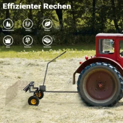 Wiltec Rasentraktor Rechen mit 148 cm Arbeitsbreite, Rasenlüfter zum Entmoosen und Laubrechen auf Rasen, Vertikutierer für Aufsitzmäher, ATV und UTV