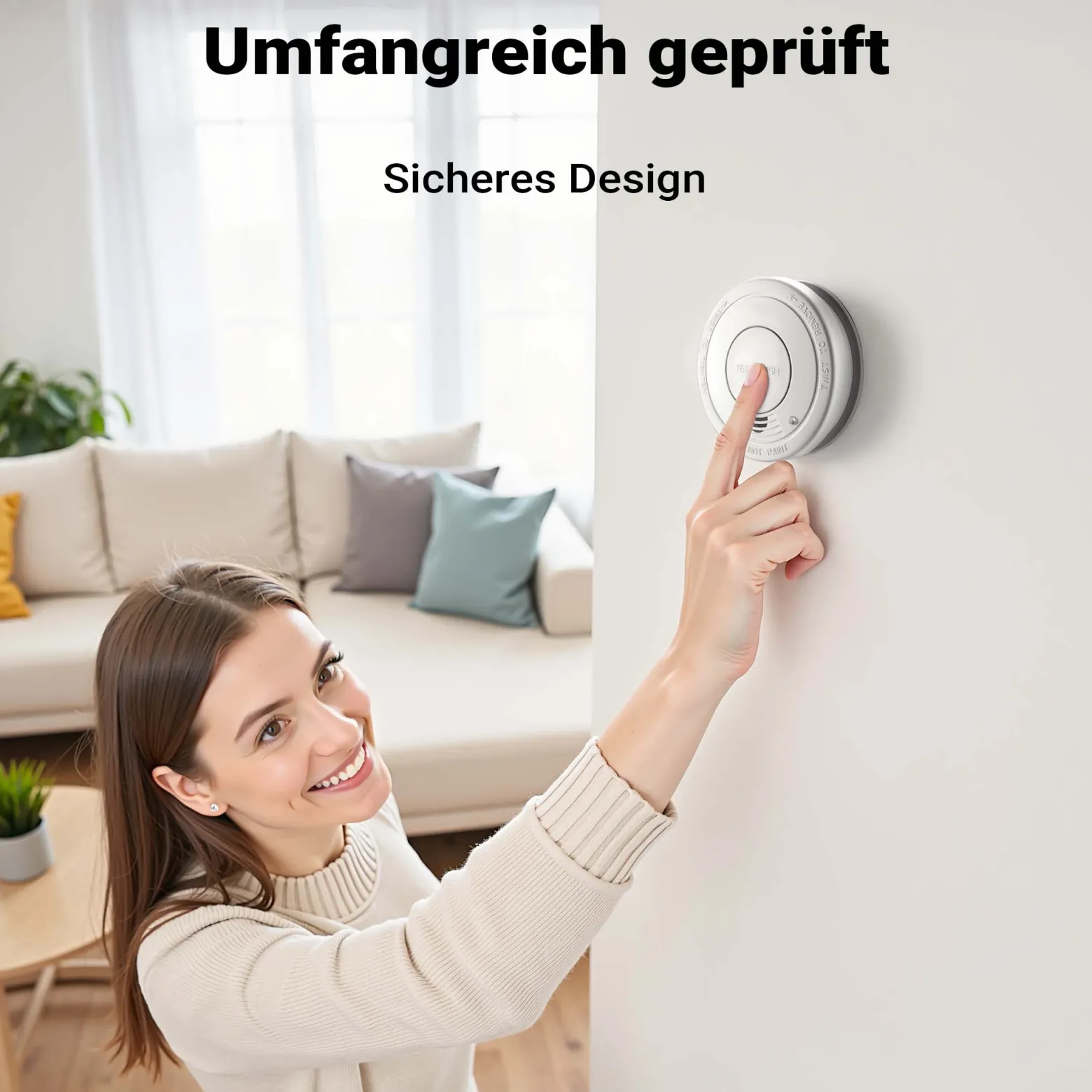 Wiltec Rauchmelder mit 9-V-Batterie, Feuermelder mit HUSH-Funktion, zuverlässiger Brandschutzmelder mit 85 dB Schallleistung, fotoelektrischer Brandmelder, effektiver Brandschutz