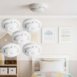 Wiltec Rauchmelder vernetzt 5x mit 10-Jahres-Batterie und Funktechnologie Fotoelektrischer Feuermelder mit 85 dB Alarm für effektiven Brandschutz in Wohnung und Haus