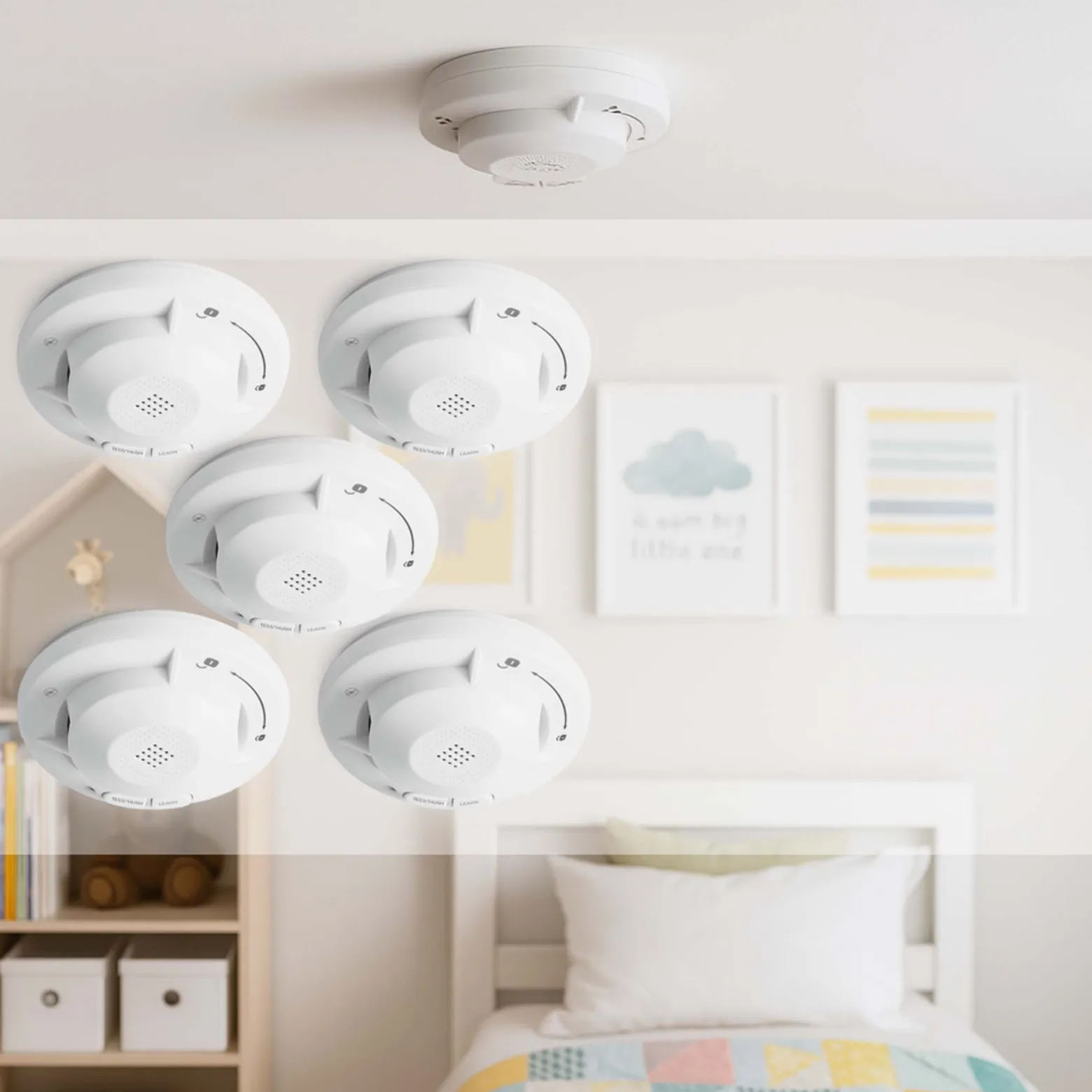 Wiltec Rauchmelder vernetzt 5x mit 10-Jahres-Batterie und Funktechnologie Fotoelektrischer Feuermelder mit 85 dB Alarm für effektiven Brandschutz in Wohnung und Haus