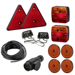 Wiltec Rückleuchten Set für Anhänger 12-teilig, 7-poliger Stecker mit 5 m Kabel, Rücklicht mit E-Prüfzeichen, Anhängerbeleuchtung