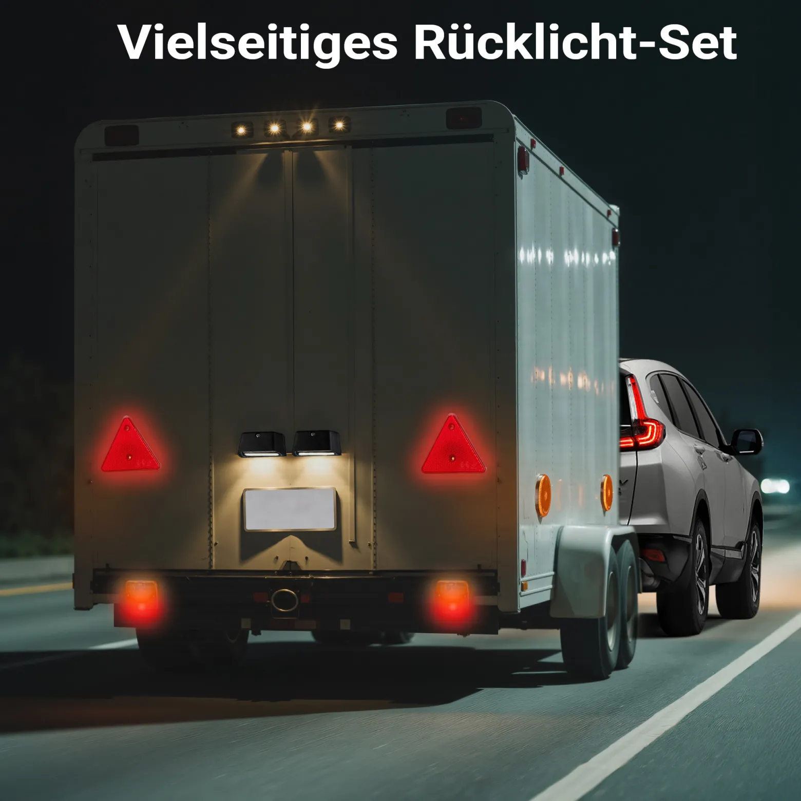 Wiltec Rückleuchten Set für Anhänger 12-teilig, 7-poliger Stecker mit 5 m Kabel, Rücklicht mit E-Prüfzeichen, Anhängerbeleuchtung