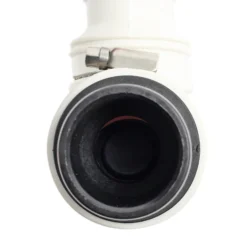 Wiltec Rückschlagventil DN40 für Sanitärbereich, Rückschlagklappe mit 40 mm Außendurchschmesser, 90° Winkelstück mit Stufentülle und Schlauchschelle