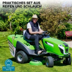Wiltec Reifen für den Aufsitzmäher 16x6.50-8 4pr mit Schlauch und Winkelventil Komplettrad Rasentraktor