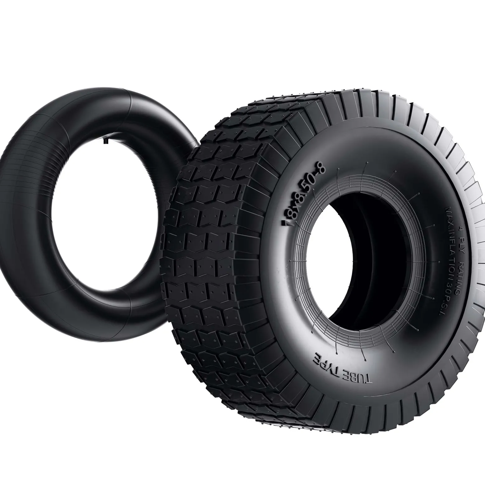 Wiltec Reifen für den Aufsitzmäher 18x8.50-8 4pr mit Schlauch und Winkelventil Komplettrad Rasentraktor