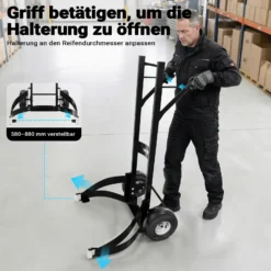 Wiltec Reifenkarre bis 200 kg mit Kippsystem, Transportkarre mit PU Rädern, Reifenwagen mit verstellbaren Greifarmen