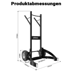 Wiltec Reifenkarre bis 200 kg mit Kippsystem, Transportkarre mit PU Rädern, Reifenwagen mit verstellbaren Greifarmen