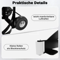 Wiltec Reifenkarre bis 200 kg mit Kippsystem, Transportkarre mit PU Rädern, Reifenwagen mit verstellbaren Greifarmen