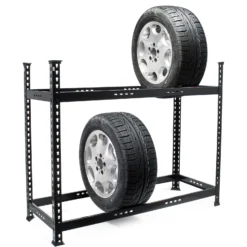 Wiltec Reifenregal – 101 x 120 x 44 cm – bis 150 kg – für 6-8 Reifen – aus Stahl – Werkstattregal Lagerregal Reifenständer Schwerlastregal